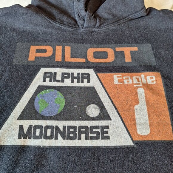 Space 1999 Moonbase Alpha‎ Mens Sweatshirt XL Faded Black Graphic Front & Back - Picture 2 of 9